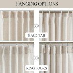 Vision Home Natural Pinch Pleated Semi Sheer Curtains Textured Linen Blended Light Filtering Window Curtains for Living Room Bedroom Pinch Pleat Drapes with Hooks 2 Panels 42" Wx63 L