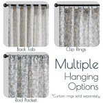 Lazzzy Blue Floral Linen Curtains Farmhouse Curtains 96 Inches Long Back Tab Drapes for Living Room Bedroom Semi Sheer Patterned Country Vintage Curtains 2 Panels Set Rod Pocket Green on Beige