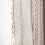 Deeprove White Boho Curtains 84 Inches Long for Bedroom Living Room, Cream Chic Linen Cotton Embroidered Semi Blackout Bohemian Farmhouse Window Treatment Drape Vintage Tassels, 1 Panel W52 x L84