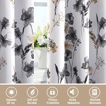 H.VERSAILTEX 100% Blackout Curtains 84 inch Length 2 Panels Set Cattleya Floral Printed Drapes Leah Floral Thermal Curtains for Bedroom with Black Liner Sound Proof Curtains, Grey and Taupe
