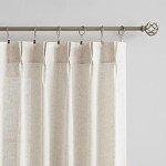 Vision Home Natural Pinch Pleated Semi Sheer Curtains Textured Linen Blended Light Filtering Window Curtains for Living Room Bedroom Pinch Pleat Drapes with Hooks 2 Panels 42" Wx63 L