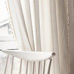 Deeprove White Boho Curtains 84 Inches Long for Bedroom Living Room, Cream Chic Linen Cotton Embroidered Semi Blackout Bohemian Farmhouse Window Treatment Drape Vintage Tassels, 1 Panel W52 x L84