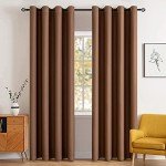 MIULEE Blackout Curtains for Bedroom Living Room Thermal Insulated Room Darkening Mocha Grommet Top Solid Light Blocking Drapery Set of 2 Window Panels 52 x 84 Inches, Cappuccino Brown