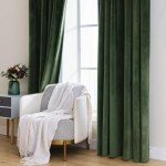 MIULEE Velvet Curtains 84 inches 2 Panels - Luxury Blackout Curtains for Bedroom Living Room Thermal Insulated Super Soft Window Drapes Rod Pocket & Back Tab, Olive Green, W52 x L84 inches