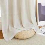 NICETOWN Flax Sheer Linen Curtains for Windows 96 inch Length, Grommet Semi Sheer Vertical Drapes Privacy Added with Light Filtering for Bedroom/Living Room, Natural, W55 x L96, 2 Pieces
