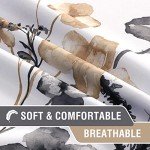 H.VERSAILTEX 100% Blackout Curtains 84 inch Length 2 Panels Set Cattleya Floral Printed Drapes Leah Floral Thermal Curtains for Bedroom with Black Liner Sound Proof Curtains, Grey and Taupe