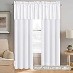 H.VERSAILTEX 2 Panels White Valance for Windows, Natural Blackout Kitchen Curtains Valances for Small Windows/Living Room/Bedroom/Bathroom Rod Pocket 52" W x 18" L, Pure White，2 Packs