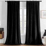 Joydeco Black Velvet Curtains 90 inch Length 2 Panels, Luxury Blackout Rod Pocket Thermal Insulated Window Curtains, Super Soft Room Darkening Drapes for Living Dining Room Bedroom,W52 x L90 inches