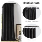 Joydeco Black Velvet Curtains 90 inch Length 2 Panels, Luxury Blackout Rod Pocket Thermal Insulated Window Curtains, Super Soft Room Darkening Drapes for Living Dining Room Bedroom,W52 x L90 inches