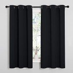NICETOWN Halloween Pitch Black Solid Thermal Insulated Grommet Blackout Curtains/Drapes for Bedroom Window (2 Panels, 42 inches Wide by 63 inches Long, Black)