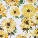 No. 918 Sunbeam Sunflower Print Semi-Sheer Rod Pocket Kitchen Curtain Valance and Tiers Set, 54" x 36", Yellow