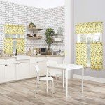 No. 918 Sunbeam Sunflower Print Semi-Sheer Rod Pocket Kitchen Curtain Valance and Tiers Set, 54" x 36", Yellow