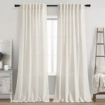 Cream Natural Linen Curtains 90 Inch Length 2 Panels Set for Living Room Rod Pocket Back Tab Pleated Window Curtain Drapes Neutral Rustic Farmhouse Decor Ivory Dining Room Curtain 90 inches Long