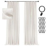 INOVADAY 100% Blackout Curtains for Bedroom, Black Out Curtains 96 Inch Long, Clip Rings Linen Blackout Drapes, Thermal Insulated Room Darkening for Living Room, 2 Panels - Beige,W50xL96