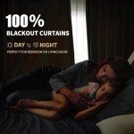 INOVADAY 100% Blackout Curtains for Bedroom, Black Out Curtains 96 Inch Long, Clip Rings Linen Blackout Drapes, Thermal Insulated Room Darkening for Living Room, 2 Panels - Beige,W50xL96