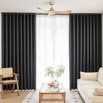 MOONVAN Windows Black Blackout Curtains 63 inches Long 2 Panels Set Grommet Blackout Drapes Energy Saving Noise Reducing Thermal Insulated for Bedroom Living Room Nursery