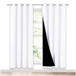 NICETOWN 100% Blackout Window Curtain Panels, Full Light Blocking Drapes with Black Liner for Nursery, 72 inch Drop Thermal Insulated Draperies (White, 2 Pieces, 52-inch Wide Per Panel)