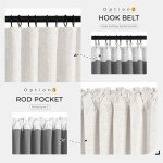 INOVADAY 100% Blackout Curtains for Bedroom, Black Out Curtains 96 Inch Long, Clip Rings Linen Blackout Drapes, Thermal Insulated Room Darkening for Living Room, 2 Panels - Beige,W50xL96