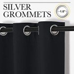 NICETOWN Halloween Pitch Black Solid Thermal Insulated Grommet Blackout Curtains/Drapes for Bedroom Window (2 Panels, 42 inches Wide by 63 inches Long, Black)