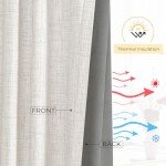 INOVADAY 100% Blackout Curtains for Bedroom, Black Out Curtains 96 Inch Long, Clip Rings Linen Blackout Drapes, Thermal Insulated Room Darkening for Living Room, 2 Panels - Beige,W50xL96