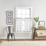 Curtainworks Country Modern Rustic Farmhouse Buffalo Check Kitchen Curtains Window Cafe, 36" Tier & Valance Set - 3 Pc, Grey