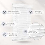 Lotus & Windoware Cordless, 2 Inch Faux Wood Blind, 34.5" Wide x 60" Long, Window Blinds, Blinds & Shades, Blinds for Indoor Windows, Embossed, Bright White