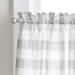 Curtainworks Country Modern Rustic Farmhouse Buffalo Check Kitchen Curtains Window Cafe, 36" Tier & Valance Set - 3 Pc, Grey
