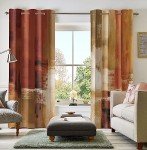 Asuexpect Burnt Orange Curtains 2 Panels Abstract Rust Curtain Room Darkening Grommet Window Treatments Modern Decorative for Bedroom Living Room, 52x96 Inches