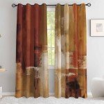 Asuexpect Burnt Orange Curtains 2 Panels Abstract Rust Curtain Room Darkening Grommet Window Treatments Modern Decorative for Bedroom Living Room, 52x96 Inches