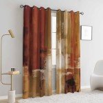 Asuexpect Burnt Orange Curtains 2 Panels Abstract Rust Curtain Room Darkening Grommet Window Treatments Modern Decorative for Bedroom Living Room, 52x96 Inches