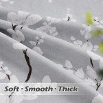 FMFUNCTEX 100% Blackout Floral Curtains for Bedroom, Grey Curtains 84 inches Long Blossom Flower Patterned for Living Room,Thermal Insulated Farmhouse Drapes, Grommet Top 2 Panels (White on Grey)