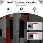 Tyrot Red Black 100% Blackout Curtains for Bedroom 84 inch Length 2 Panels Set Modern Abstract Geometric Black Out Living Room Curtains Grommet Thermal Insulated Room Darkening Window Drapes, 52Wx84L