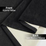 Joydeco 100% Blackout Curtains 84 Inch Length 2 Panels, Luxury Black Out Thermal Insulated Black Velvet Curtains, Soft Elegant Drapes for Bedroom Living Room (Rod Pocket&Back Tab, 52Wx84L)