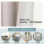H.VERSAILTEX Linen 100% Blackout Curtains for Bedroom Full Light Blocking Curtains, Textured Window Curtain for Living Room 84 inch Grommet, Energy Efficient Curtains White Liner(2 Panels, Natural)