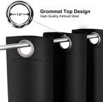 ChrisDowa Grommet Blackout Curtains for Bedroom and Living Room - 2 Panels Set Thermal Insulated Room Darkening Curtains (Black, 42 x 63 Inch)