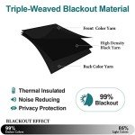 ChrisDowa Grommet Blackout Curtains for Bedroom and Living Room - 2 Panels Set Thermal Insulated Room Darkening Curtains (Black, 42 x 63 Inch)