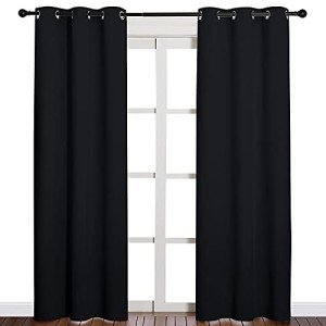 NICETOWN Halloween Thermal Insulated Black Blackout Curtains/Drapes 84 inches Length 2 Panels Set for Living Room, 42 inches Wide, Privacy Sound Reducing Room Darkening Draperies Window Treatment