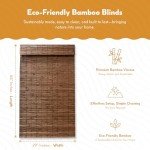 Radiance Cordless Bamboo Roman Shades for Windows - Flatstick Bamboo Blinds for Semi-Private Light Control - Easy to Lift & Fold Up Window Shades - Cocoa - 29 in. W x 64 in. L - (2216304E)