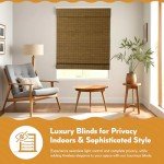 Radiance Cordless Bamboo Roman Shades for Windows - Flatstick Bamboo Blinds for Semi-Private Light Control - Easy to Lift & Fold Up Window Shades - Cocoa - 29 in. W x 64 in. L - (2216304E)