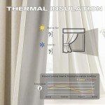 DUALIFE Natural Pleated Blackout Curtains 96 Inch Long 2 Panels,Luxury Full Black Out Living Room Drapes for Track System with Hooks,Thermal Boho Viral Linen Curtains 40 Wide,Cream Beige