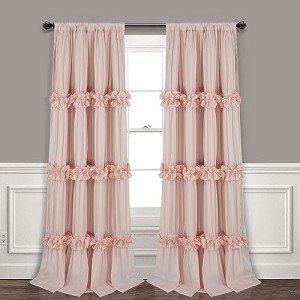 Homechoice Decor Thermal Insulated Blackout Window Curtains, 54" W x 84" L x 2 Panels, Boho Ruched Window Treatments with 3 Rows of Butterfly Flowers, Rustic Rod Pocket Drapes, Peach Pink (LQ-30)