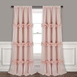 Homechoice Decor Thermal Insulated Blackout Window Curtains, 54" W x 84" L x 2 Panels, Boho Ruched Window Treatments with 3 Rows of Butterfly Flowers, Rustic Rod Pocket Drapes, Peach Pink (LQ-30)