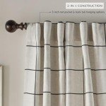 Elrene Home Fashions Brighton Windowpane Plaid Blackout Window Curtain, Living Room and Bedroom Drape with Rod Pocket Tabs, 52" x 84", Black, 1 Panel
