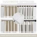 DUALIFE Natural Pleated Blackout Curtains 96 Inch Long 2 Panels,Luxury Full Black Out Living Room Drapes for Track System with Hooks,Thermal Boho Viral Linen Curtains 40 Wide,Cream Beige