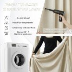 DUALIFE Natural Pleated Blackout Curtains 96 Inch Long 2 Panels,Luxury Full Black Out Living Room Drapes for Track System with Hooks,Thermal Boho Viral Linen Curtains 40 Wide,Cream Beige