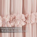 Homechoice Decor Thermal Insulated Blackout Window Curtains, 54" W x 84" L x 2 Panels, Boho Ruched Window Treatments with 3 Rows of Butterfly Flowers, Rustic Rod Pocket Drapes, Peach Pink (LQ-30)