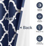 Melodieux Navy Blue Moroccan Blackout Curtains 45 Inches Long for Bedroom Small Windows, Room Darkening Grommet Drapes, 42" W x 45" L, 2 Panels