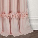 Homechoice Decor Thermal Insulated Blackout Window Curtains, 54" W x 84" L x 2 Panels, Boho Ruched Window Treatments with 3 Rows of Butterfly Flowers, Rustic Rod Pocket Drapes, Peach Pink (LQ-30)