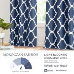 Melodieux Navy Blue Moroccan Blackout Curtains 45 Inches Long for Bedroom Small Windows, Room Darkening Grommet Drapes, 42" W x 45" L, 2 Panels