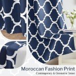 Melodieux Navy Blue Moroccan Blackout Curtains 45 Inches Long for Bedroom Small Windows, Room Darkening Grommet Drapes, 42" W x 45" L, 2 Panels